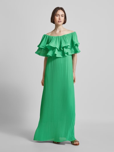 Copenhagen Muse Maxi-jurk met plissévouwen, model 'KIRA' Groen - 4