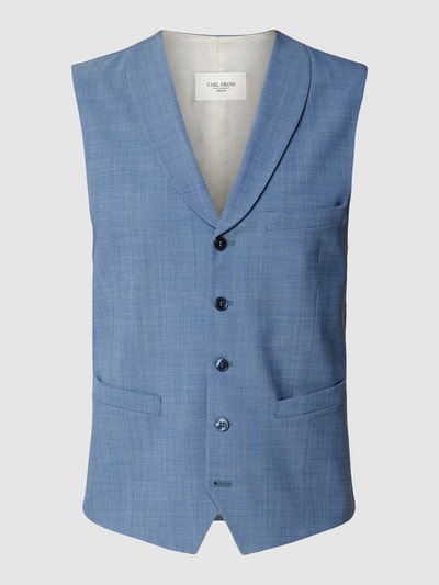 Carl Gross Slim fit gilet met lanawol, model 'Warren' Blauw - 2