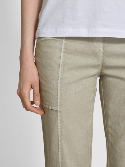 TONI Slim fit joggingbroek met verkort model, model 'Sue' Olijfgroen - 3