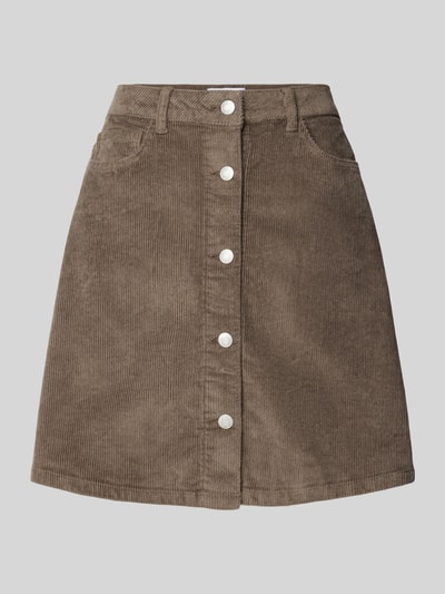 Produktfoto, Minirok uit katoenmix in corduroy look van NOISY MAY®, A-lijn, 5-pocketmodel, knoopsluiting, bandwijdte maat S 39 cm, totale lengte 47 cm