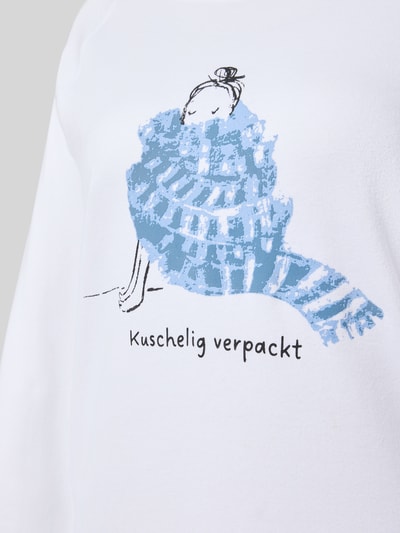 LOUIS & LOUISA Relaxed fit nachthemd met motiefprint, model 'Mein Wohlfühlzeit' Wit - 2