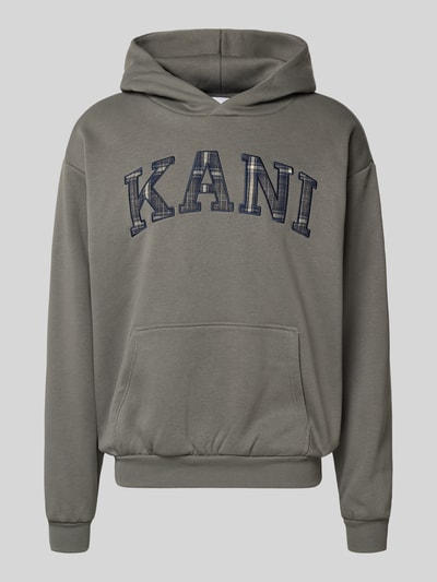 KARL KANI Hoodie met labelstitching en kangoeroezak Antraciet - 2