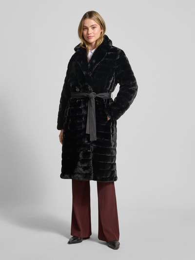 PETITE M. Wendemantel mit Umlegekragen und Bindegürtel Black 6