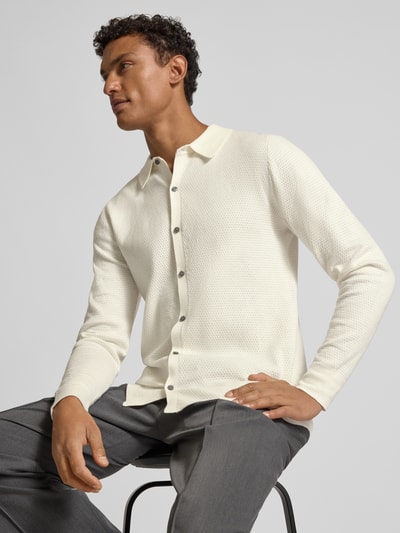 Christian Berg Men Strickjacke mit Knopfleiste Offwhite 3