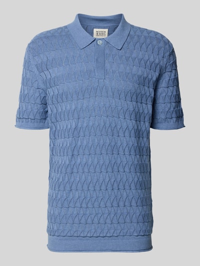 Produktfoto, Regular Fit Poloshirt mit Strukturmuster von Scotch & Soda in Blau, reine Baumwolle, Polokragen, verdeckte Knopfleiste