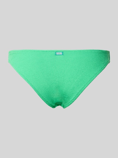 Productfoto, Bikini-Slip met labeldetail model 'NAIDA' van Banana Moon, groene kleur, getextureerde stof, stretch materiaal, damesbodywear.