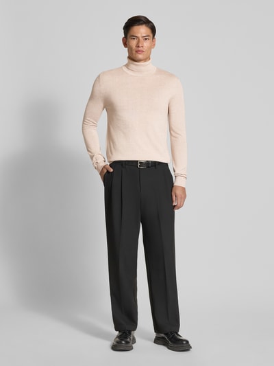 Christian Berg Men Pullover aus Merino-Mix mit Rollkragen Sand Melange 1