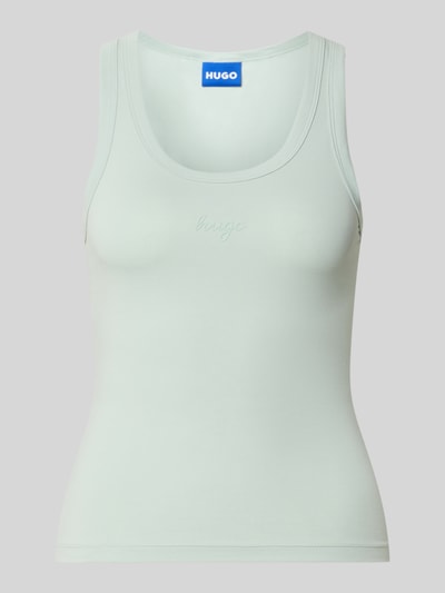 Produktfoto, lichtgroen regular fit tanktop van katoenmix model 'Damatank_B' van HUGO Dames tanktop.