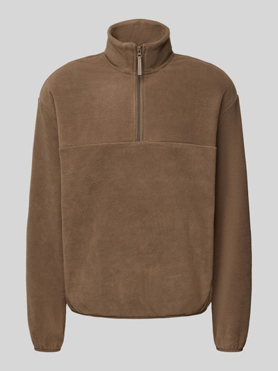 MCNEAL Fleecepullover mit Troyer-Kragen Mittelbraun 2