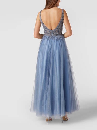 SWING Abendkleid mit Pailletten und Zierperlen Rauchblau 5