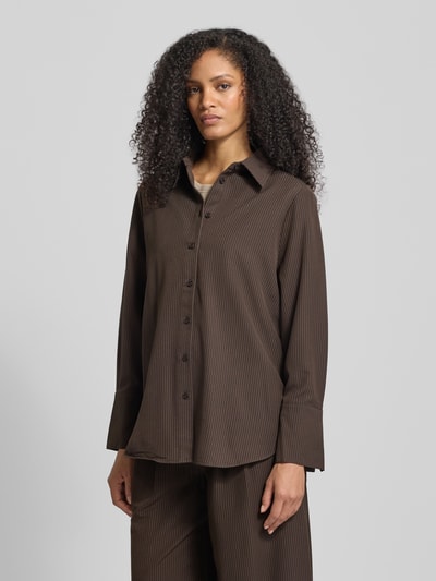 My Essential Wardrobe Overhemdblouse met knoopsluiting, model 'Vitta' Chocoladebruin - 4