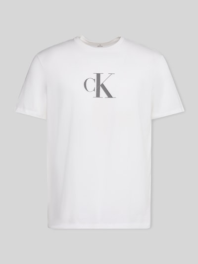 CK Calvin Klein Regular Fit T-Shirt mit Logo Print Weiss 2