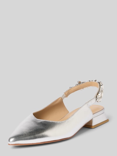 ALMA EN PENA Lederpumps mit Blockabsatz Silber 1