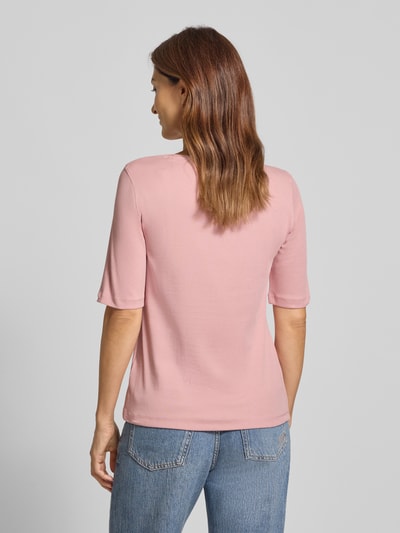 Tom Tailor T-shirt o kroju regular fit z mieszanki bawełny Mocnoróżowy 5