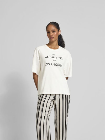 Anine Bing Oversized T-Shirt mit Label-Print Weiss 4
