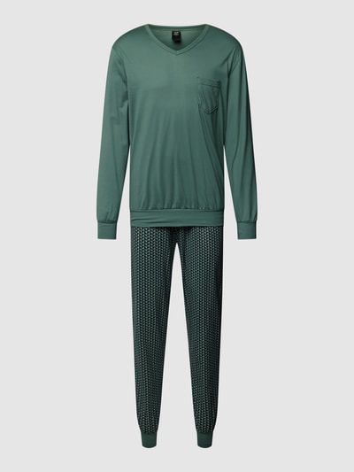 Calida Pyjama met V-hals, model 'Relax' Lindegroen - 1