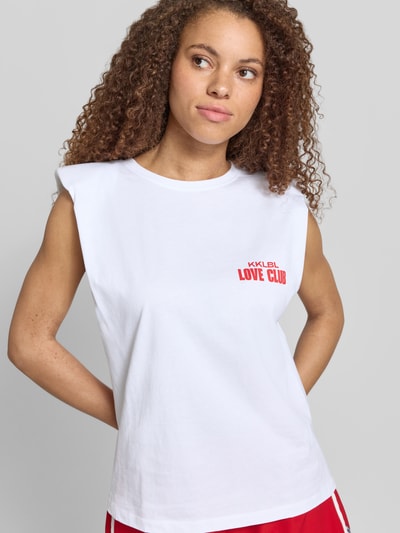 Karo Kauer Tanktop mit Statement-Print Modell 'Love Club' Weiss 3
