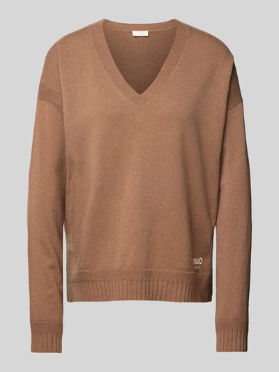 LIU JO SPORT Oversized Strickpullover mit gerippten Abschlüssen Cognac 2