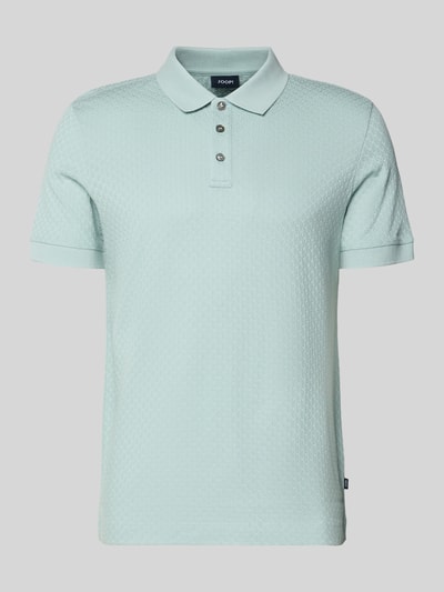 Produktfoto, hellgrünes Poloshirt mit kurzer Knopfleiste Modell 'Roni' von JOOP! Collection aus reiner Baumwolle, strukturierte Oberfläche, Regular Fit, Polokragen, gerippte Abschlüsse