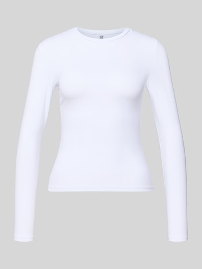 Produktfoto, Slim Fit Langarmshirt mit Rundhalsausschnitt Modell 'LULA' von Pieces, efekt: jednolity kolor, krój slim fit, okrągły dekolt, długi rękaw, wykończenie materiału: tkana faktura, bluzka z długim rękawem