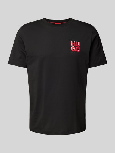 HUGO T-Shirt mit Label-Print Modell 'Dimoniti' Black 2