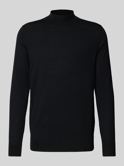 Profuomo Sweter z wełny merynosowej ze stójką Czarny 2