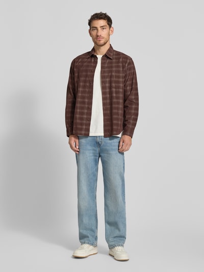 SELECTED HOMME Regular Fit Freizeithemd aus reiner Baumwolle Mittelbraun 1