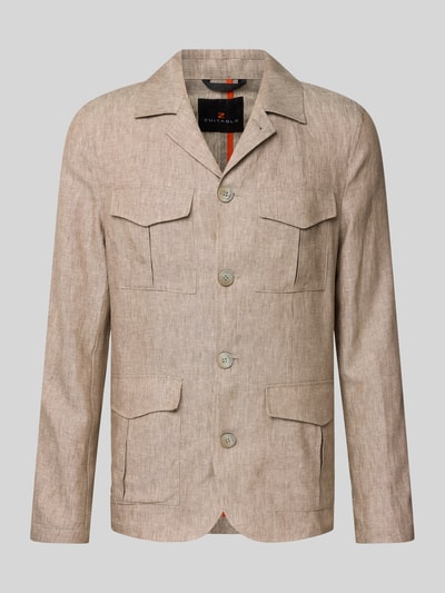 Produktfoto, Hemdjacke aus Leinen mit Pattentaschen von Zuitable in Beige, Regular-Fit, Reverskragen, Knopfleiste, Rückenlänge 71 cm bei Größe M