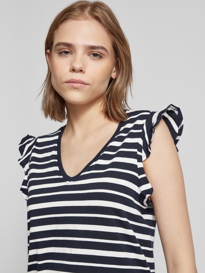 Only T-shirt met V-hals, model 'MAY' Marineblauw - 3