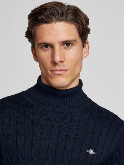 Gant Rollkragenpullover mit Label-Stitching Marine 3