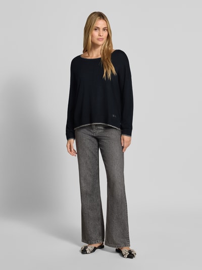 Liu Jo White Sweter o kroju relaxed fit z mieszanki wiskozy model 'MAGLIA CHIUSA' Czarny 1