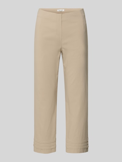 Produktfoto, Caprihose aus Viskose-Mix Modell 'Ina' von STEHMANN, Damen Caprihose in Beige mit Drapierungen, Slim-Fit, Stretch-Anteil, Bundweite 38 cm, Innenbeinlänge 59 cm