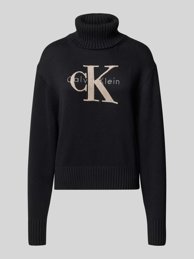 Calvin Klein Jeans Gebreide coltrui, model 'CHENILLE' Zwart - 2