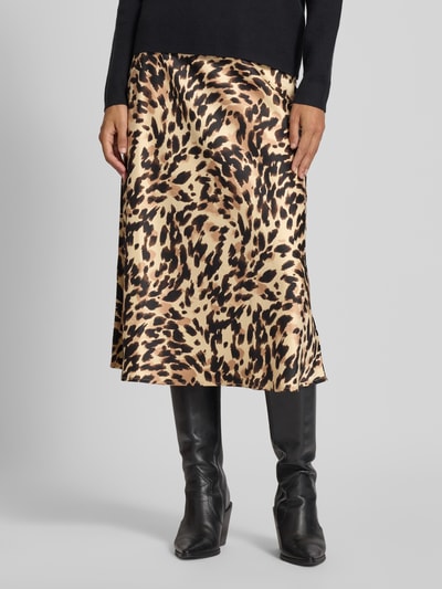YAS Körpernaher Midirock mit Allover-Print Modell 'YASPELLA' Hellbraun 4