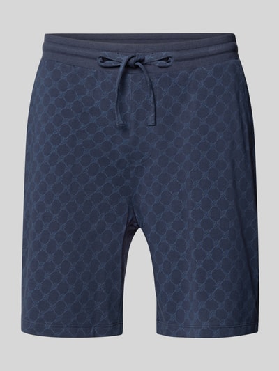 Produktfoto, Shorts aus Baumwolle mit Logo-Muster von JOOP! Collection in Blau mit elastischem Bund, Regular Fit, dezente Struktur.