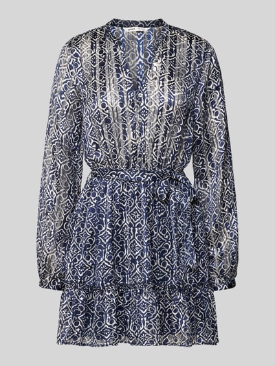 Produktfoto, Tailliertes Freizeitkleid mit Effektgarn-Details Modell 'AVERY' von ONLY, Optik: Unifarben, Chiffon, Mini-Länge, Ballonärmel, Volant-Saum.