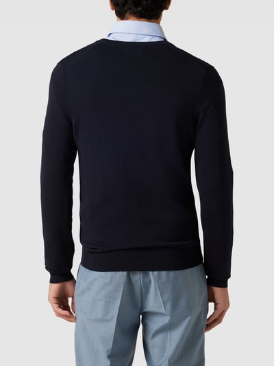 MCNEAL Gebreide pullover met geribde V-hals Marineblauw - 5