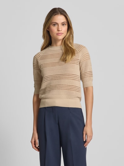 Christian Berg Woman Selection Sweter z dzianiny z okrągłym dekoltem Piaskowy 4