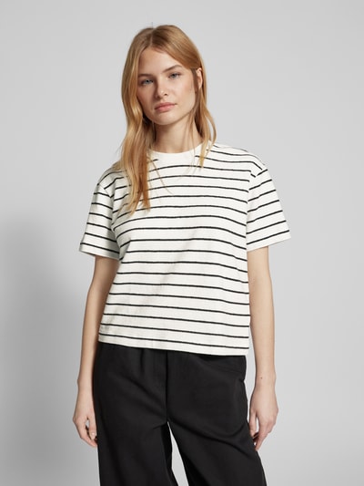 JAKE*S STUDIO WOMAN T-shirt in gebreide look met streepmotief Zwart - 4