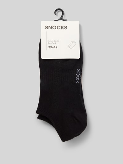 Snocks Kousenvoetjes met elastische ribboordjes in een set van 2 paar Zwart - 3