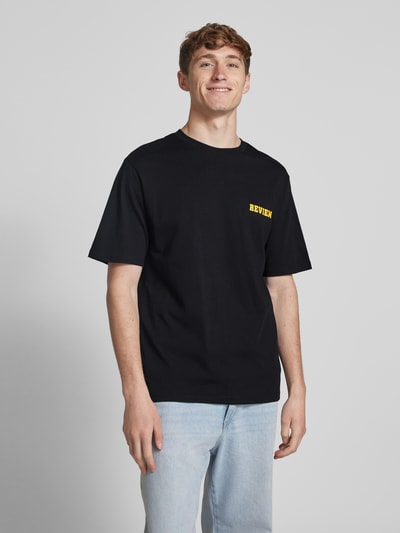 REVIEW Regular Fit T-Shirt aus Baumwoll-Viskose-Mix Black 4