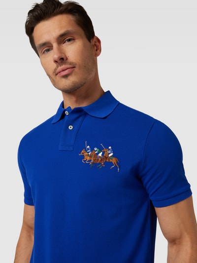 Polo Ralph Lauren Custom Slim Fit Poloshirt mit Motiv-Stitching Blau 3