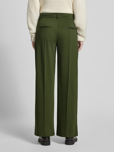 ICHI Wide leg stoffen broek met vaste persplooien, model 'KATE' Kaki - 5