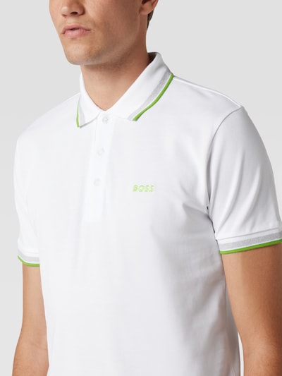 BOSS Green Regular Fit Poloshirt mit Label-Stitching Modell 'Paddy' Weiss 3