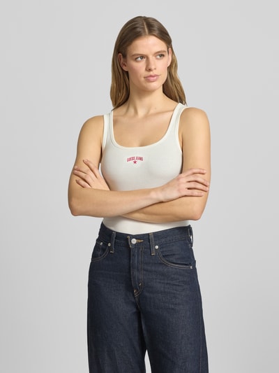 GUESS Jeans Tanktop in riblook met labelstitching Wit - 4