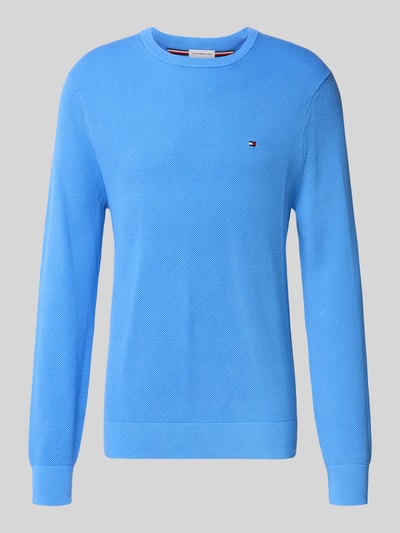 Produktfoto, Regular Fit Pullover aus reiner Baumwolle von Tommy Hilfiger, jasnoniebieska bawełna, drobna faktura, długi rękaw