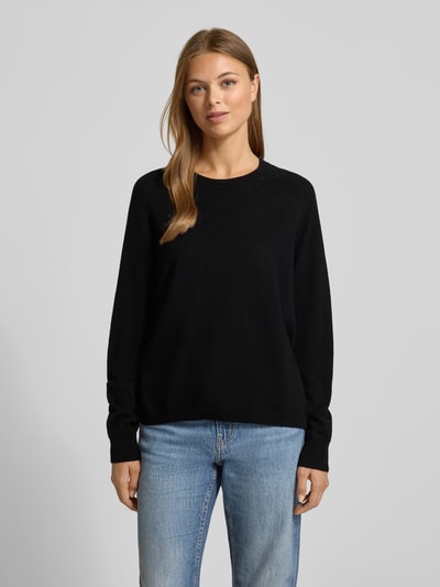 0039 Italy Gebreide pullover van kasjmiermix met raglanmouwen, model 'NIKITA' Zwart - 4