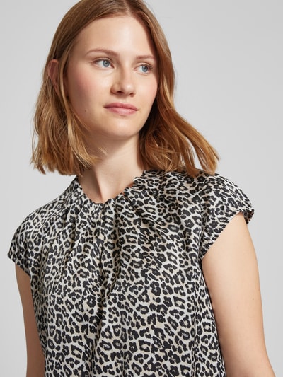 comma Bluse mit Kappärmeln Mittelbraun 3