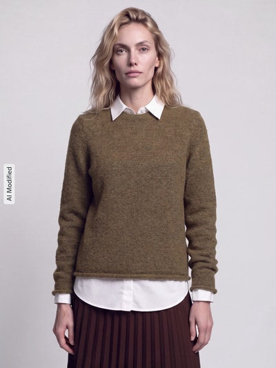 Selected Regular Fit Pullover aus Woll-Mix Modell 'LULU' Oliv 4