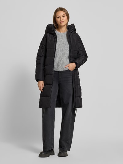 khujo Regular fit gewatteerde lange jas met gevoerde opstaande kraag, model Jilia' Zwart - 1